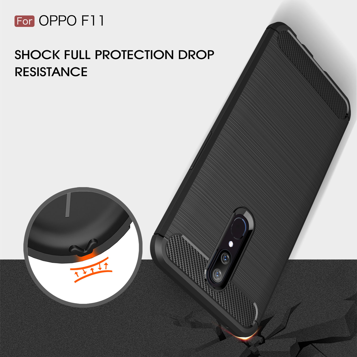 เคส OPPO F11 #เคสฝาหลัง TPU นิ่มคาร์บอนไฟเบอร์แบบผิวขัดแปรง
