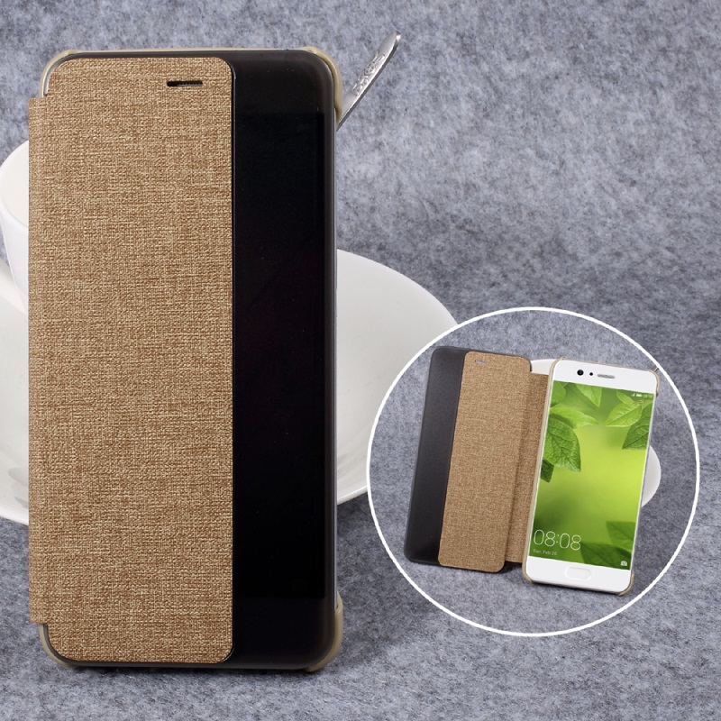 เคสฝาพับ Huawei P10 Plus มีช่องวิวด้านข้างผิวผ้า Cloth Skin Smart View