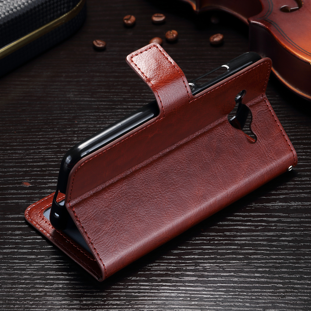 เคส Huawei Y3 (2017) #เคสฝาพับสไตล์กระเป๋าสตางค์หนัง PU Crazy Horse Texture