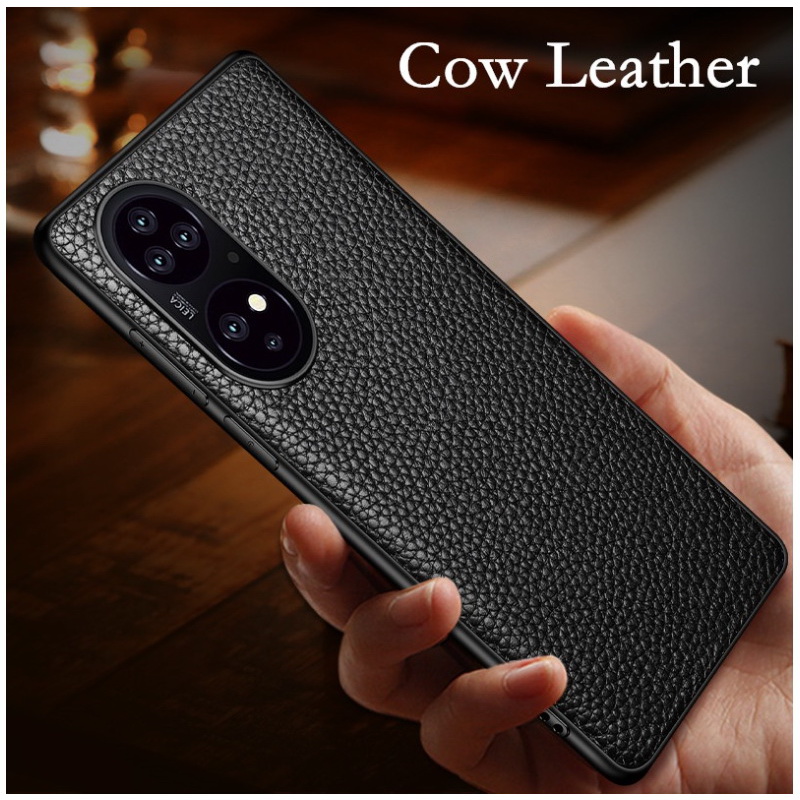 เคส Huawei P50 #เคสฝาหลังหนังแท้ผิวลิ้นจี่ Luxury genuine leather case