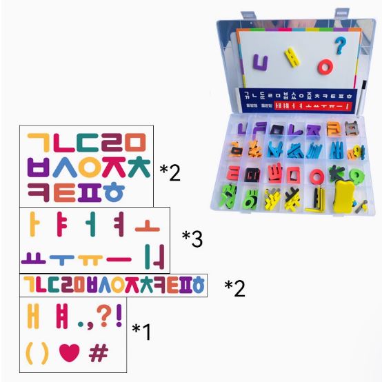 [สื่อการสอนภาษาเกาหลี] ตัวอักษรแม่เหล็กเกาหลี 한국어 알파벳 자석 Korean Alphabet Magnets