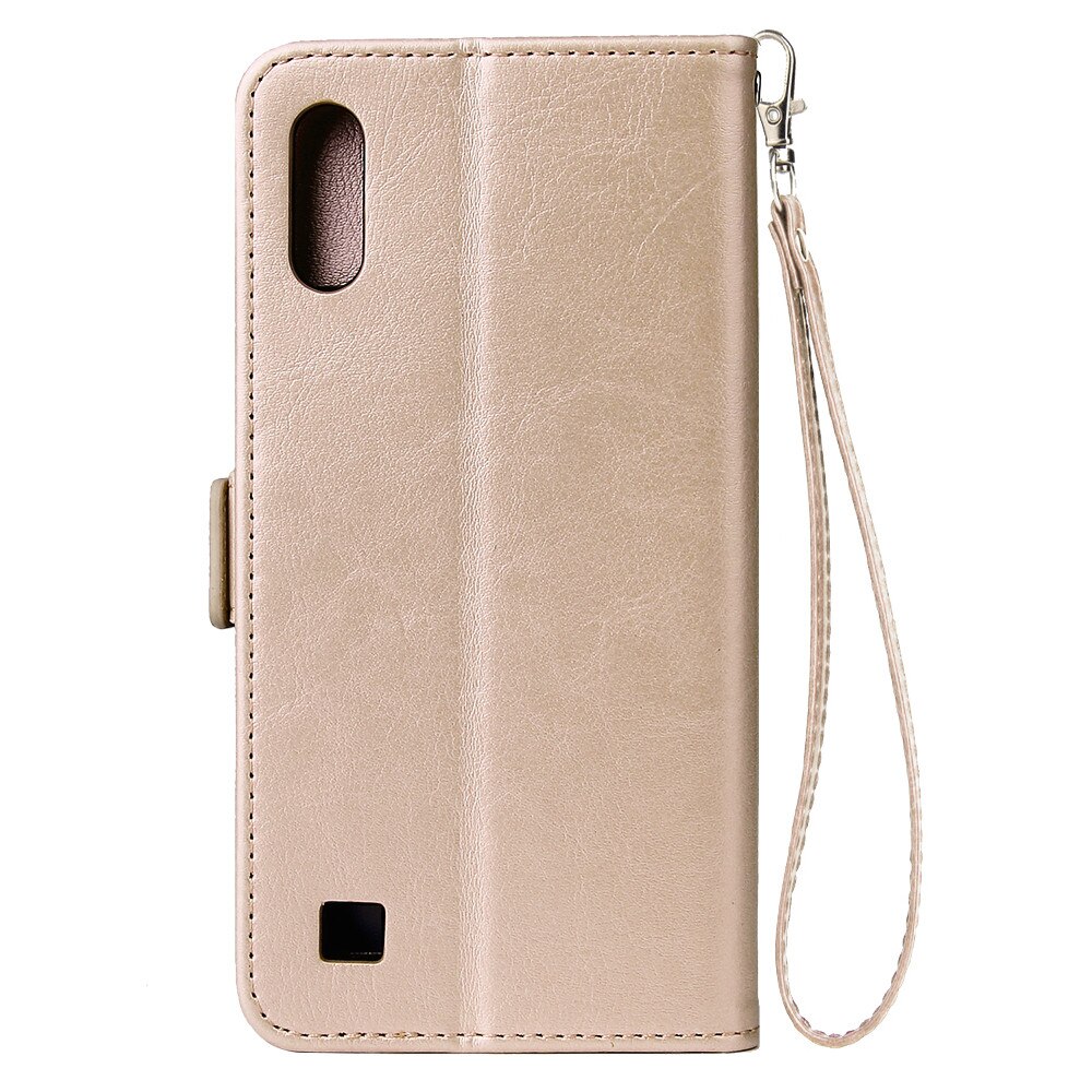 Case Samsung Galaxy A10 #เคสฝาพับแบบกระเป๋าสตางค์มีซ่องซิป Zipper Pocket Wallet Stand Flip Leather Phone Shell with Strap