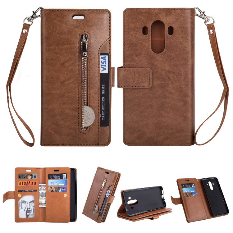 Case Huawei Mate 10 Pro #เคสฝาพับแบบกระเป๋าสตางค์ Multi-slot Wallet Zippered Leather มีช่องใส่บัตรหลายช่อง