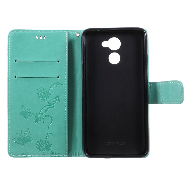 เคส Huawei Y7 (2017) #เคสฝาพับแบบกระเป๋าสตางค์หนัง PU พิมพ์ลายผีเสื้อและดอกไม้สีสันสวยงาม