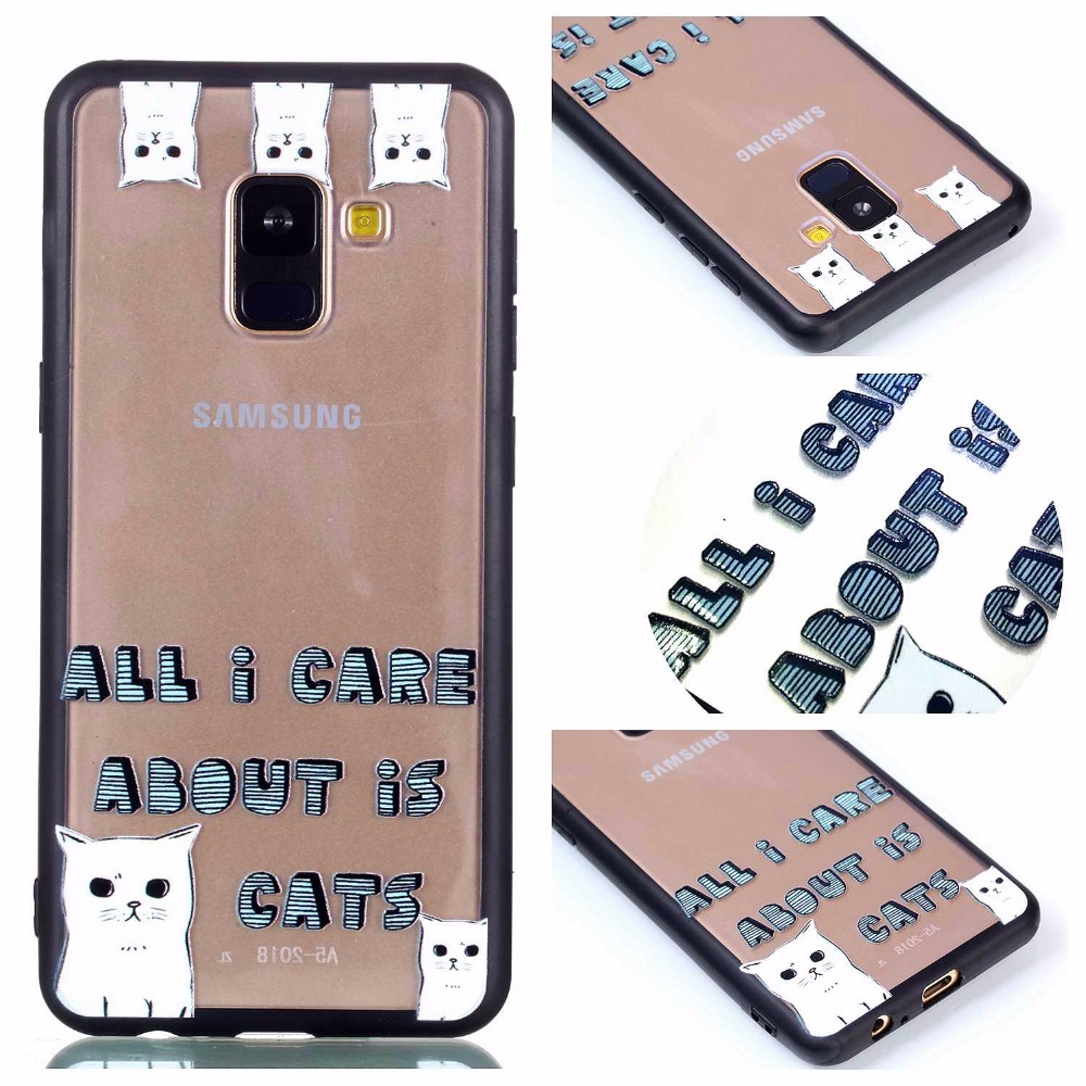 Case Samsung Galaxy A8 2018 #เคสฝาหลังนิ่มพิมพ์ลายนูน Rubberized Embossed Soft TPU