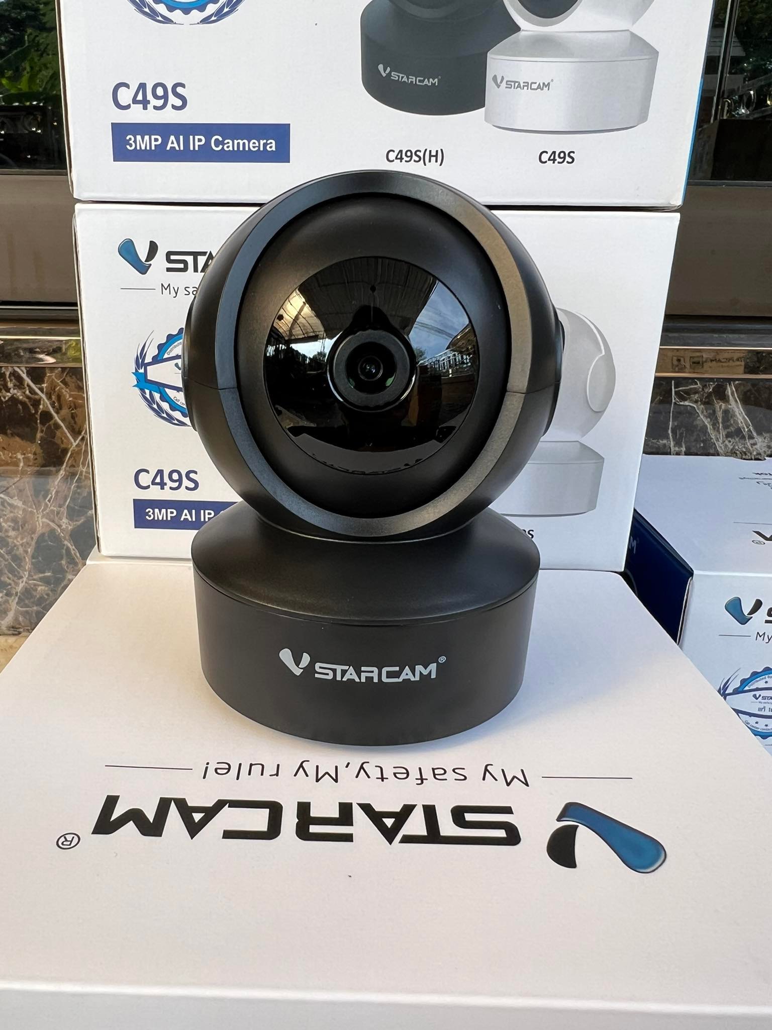 Vstarcam ใหม่ล่าสุด Vstarcam กล้องวงจรปิดกล้องใช้ภายใน รุ่นCS49 ความละเอียด3ล้านพิกเซล พูดโต้ตอบได้/ไวไฟในตัว ดำ