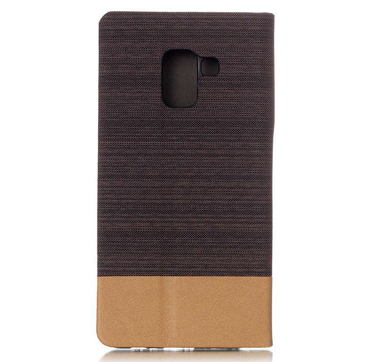 เคส Samsung Galaxy A8+(2018) #เคสฝาพับหนัง PU Canvas Leather Coated PC Case #เคสคุณภาพดีราคาถูก
