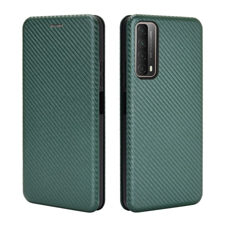 เคส Huawei Y7a #เคสฝาพับลายคาร์บอนไฟเบอร์มีช่องใส่การ์ด Carbon Fiber Wallet Card Slot Magnet Stand Phone Cover