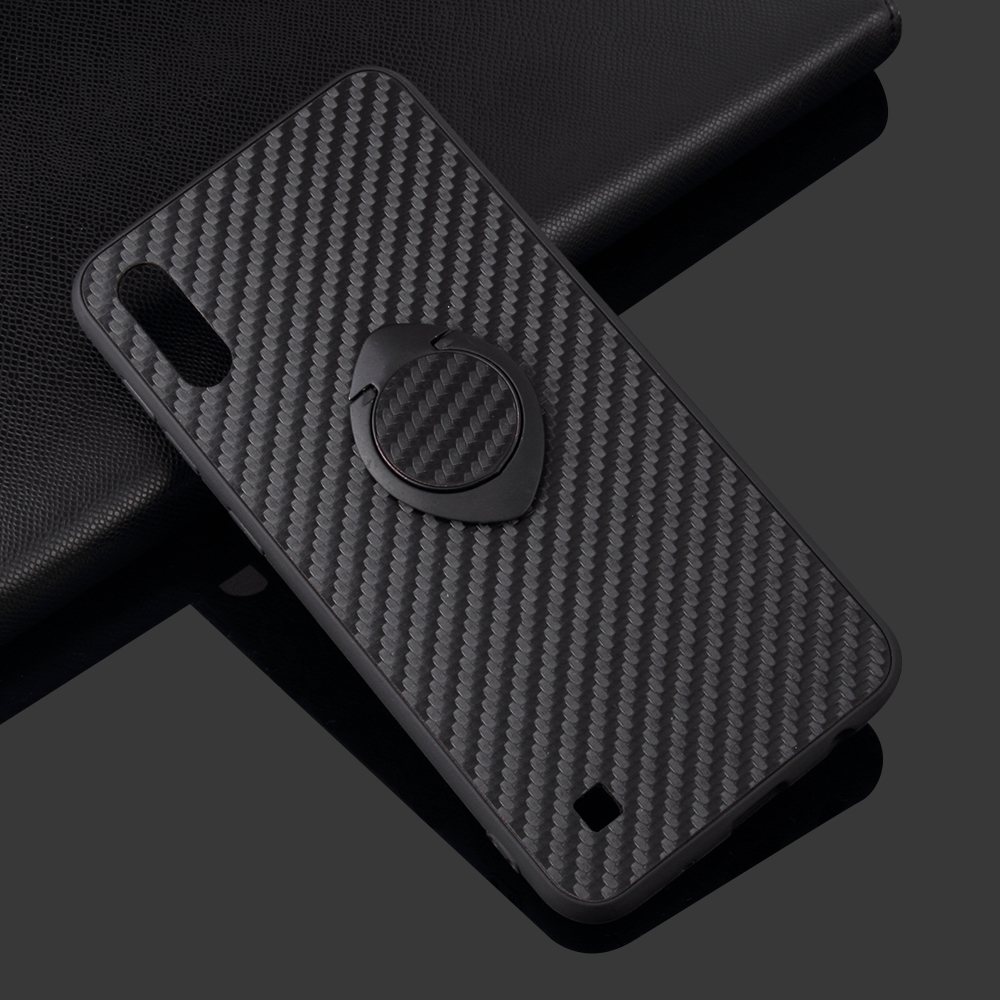 Case Samsung Galaxy A10 #เคสฝาหลังผิวเคลือบหนัง PU + TPU สำหรับพร้อมแหวนสวมนิ้ว