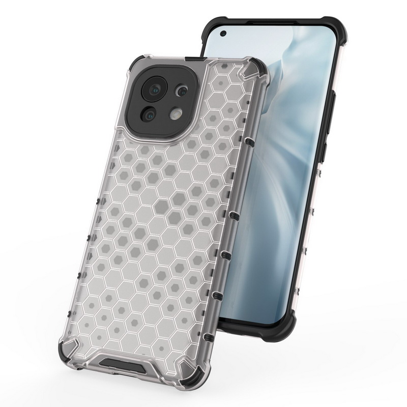 Case Xiaomi Mi 11 Lite #เคสฝาหลังกันกระแทก Honeycomb Shock Absorber TPU + PC + Silicone Hybrid