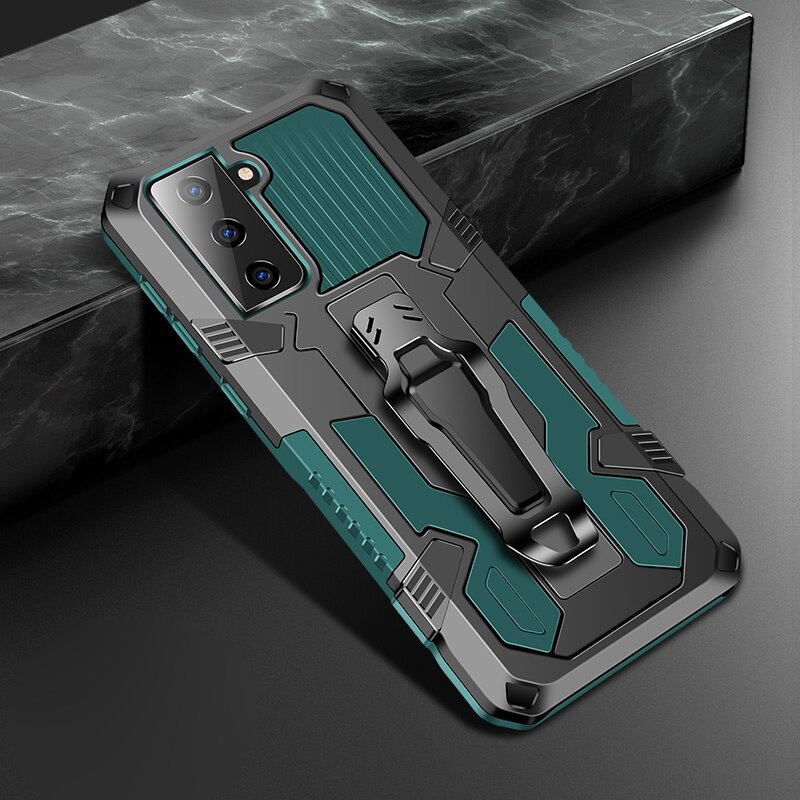 เคส Samsung Galaxy S21+ #เคสฝาหลังกันกระแทกมีคลิบหนีบ ไฮบริด พลาสติก+TPU Heavy Duty Rugged Hybrid