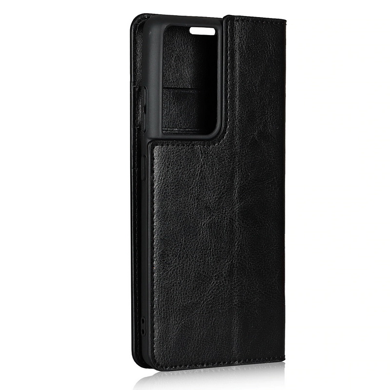 Case Samsung Galaxy S21 Ultra 5G #เคสฝาพับหนังแท้แบบกระเป๋าสตางค์คุณภาพดี Crazy Horse Genuine Leather Cover