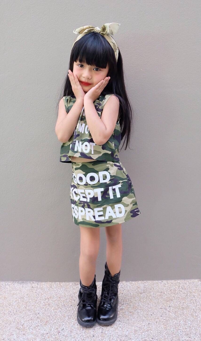 Set เสื้อกับกระโปรงเด็กหญิง สุดเท่ห์