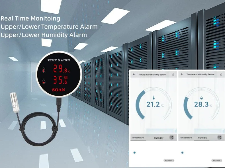 ตัววัดอุณหภูมิ Outdoor Temperature Humidity Meter with LCD Display Alarm 3M