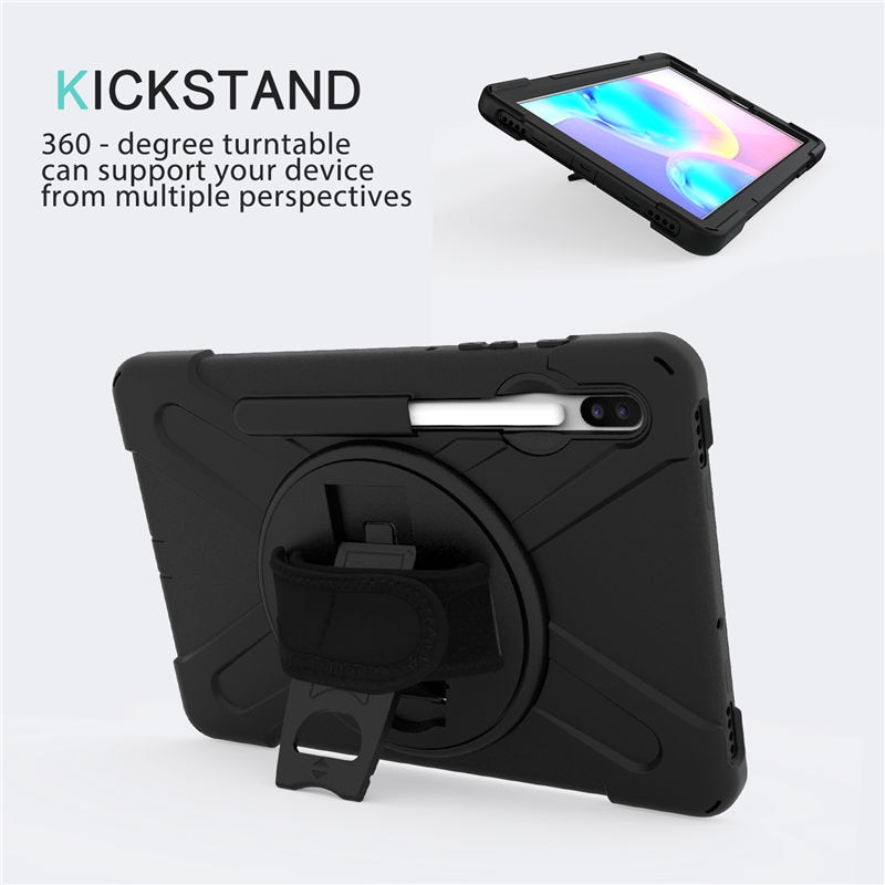 เคส Samsung Galaxy Tab S7 11นิ้ว T870 T875 #เคสฝาหลังกันกระแทก X-Shape 360 Degree Rotary Kickstand PC + Silicone มีสายคล้องมือ มีสายสะพายคล้องไหล่