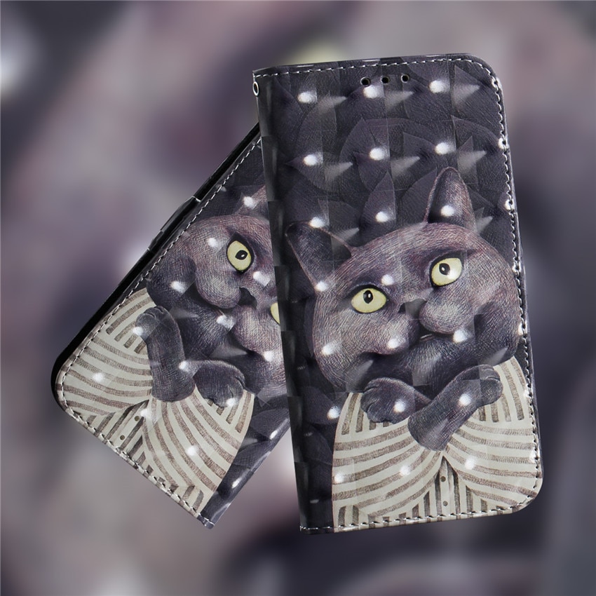 เคส Samsung Galaxy A71#เคสฝาพับแบบกระเป๋าสตางค์ Pattern Printing Wallet Stand ลายน่ารักๆ ลาย Grey Cat (พร้อมส่ง)