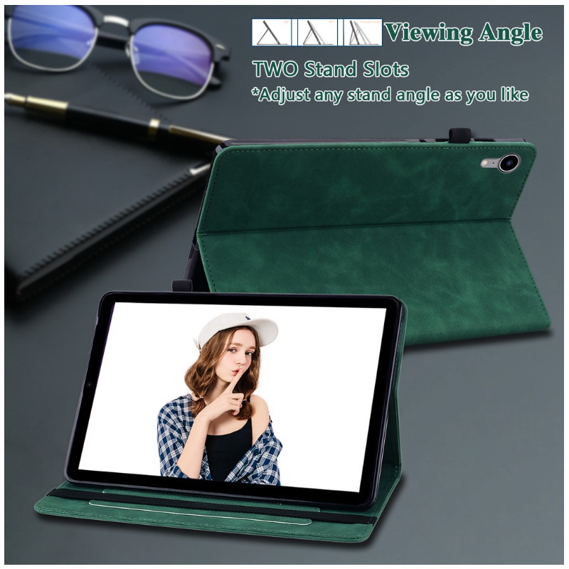 เคส Samsung Galaxy Tab S7 FE 12.4"(T730,T736) #เคสฝาพับหนัง PU ปกด้านหน้ามีช่องซิบ ด้านในช่องใส่บัตร Leather Tablet Stand Cover with Card Holder