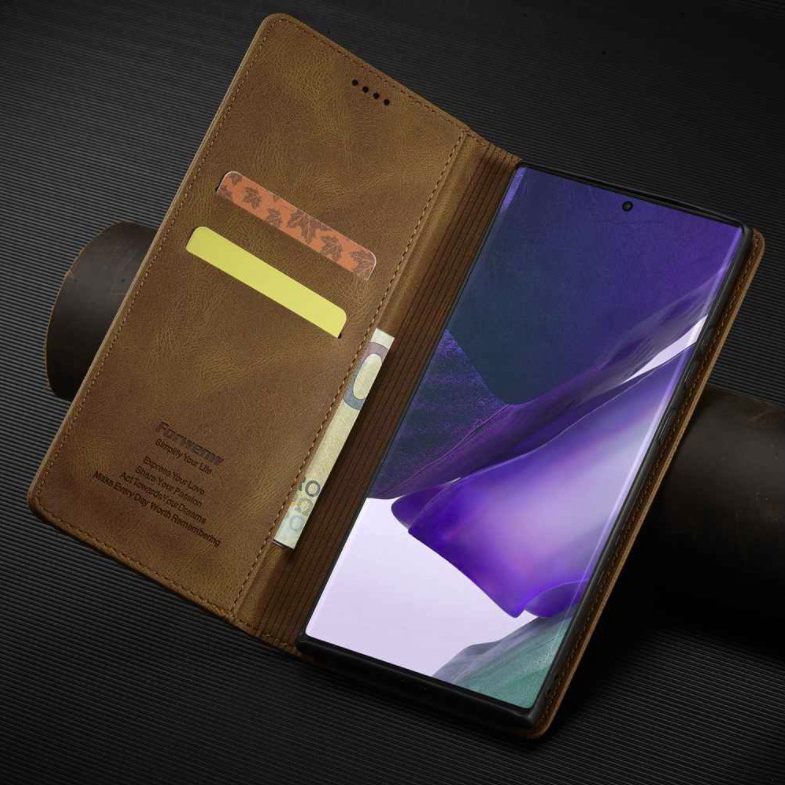 Case Samsung Galaxy Note 20 Ultra / Note 20 Ultra 5G #เคสฝาพับหนัง PU สไตล์กระเป๋าสตางค์พร้อมช่องใส่การ์ด Fashion Retro Card Slot Wallet Flip Cover PU Leather Phone Case
