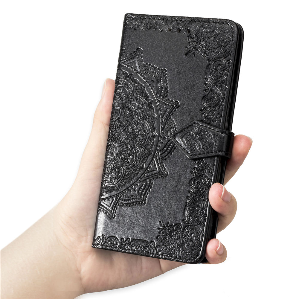 Case Huawei P30 #เคสฝาพับหนัง PU ผิวลายนูน Embossed Mandala Flower Leather Wallet