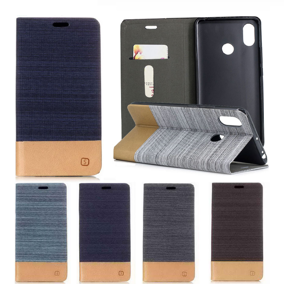 เคส Xiaomi Mi Max 3 #เคสฝาพับหนัง PU Canvas Leather Coated PC Case