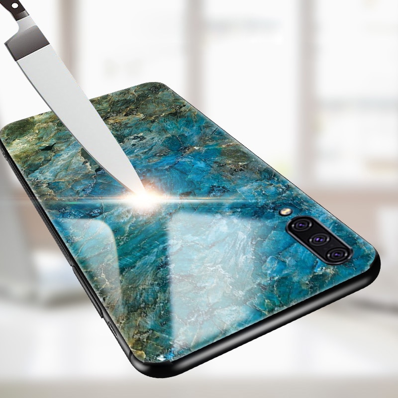 Case Huawei Y9s #เคสฝาหลัง Gradient Color ลายหินอ่อน Glass + PC + TPU Hybrid Case