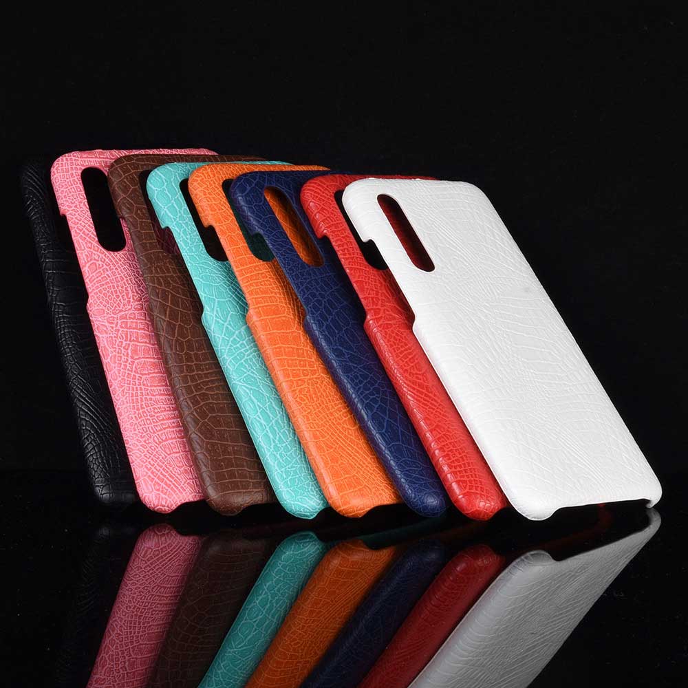 Case Xiaomi Mi 9 #เคสฝาหลังพลาสติกแข็งเคลือบหนัง PU ลายผิวหนังจระเข้
