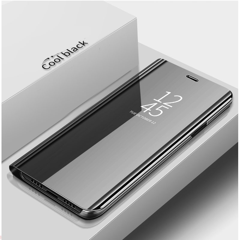 เคส Vivo Y19 #เคสฝาพับปกโปร่งแสงผิวเงา Electroplating Mirror Surface Window View