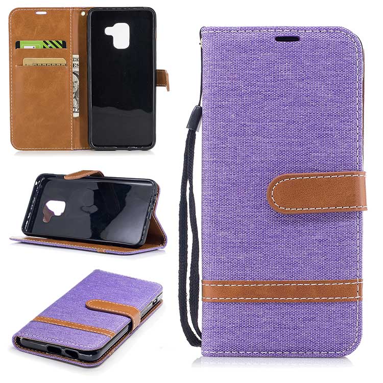 Case Samsung Galaxy A8+ (2018) #เคสฝาพับหนัง PU พร้อมสายคล้องมือ