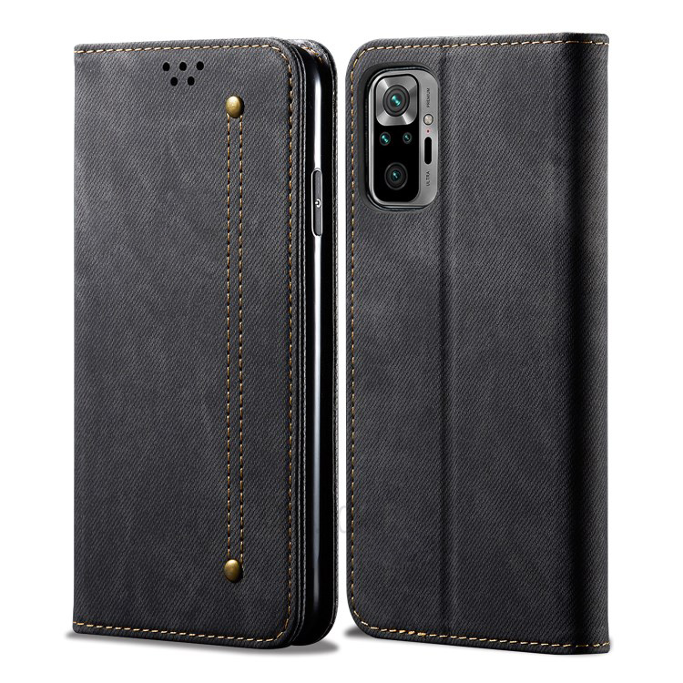 Case Redmi Note 10 4G#เคสฝาพับสไตล์ย้อนยุคผิวผ้ายีนส์แบบกระเป๋าสตางค์