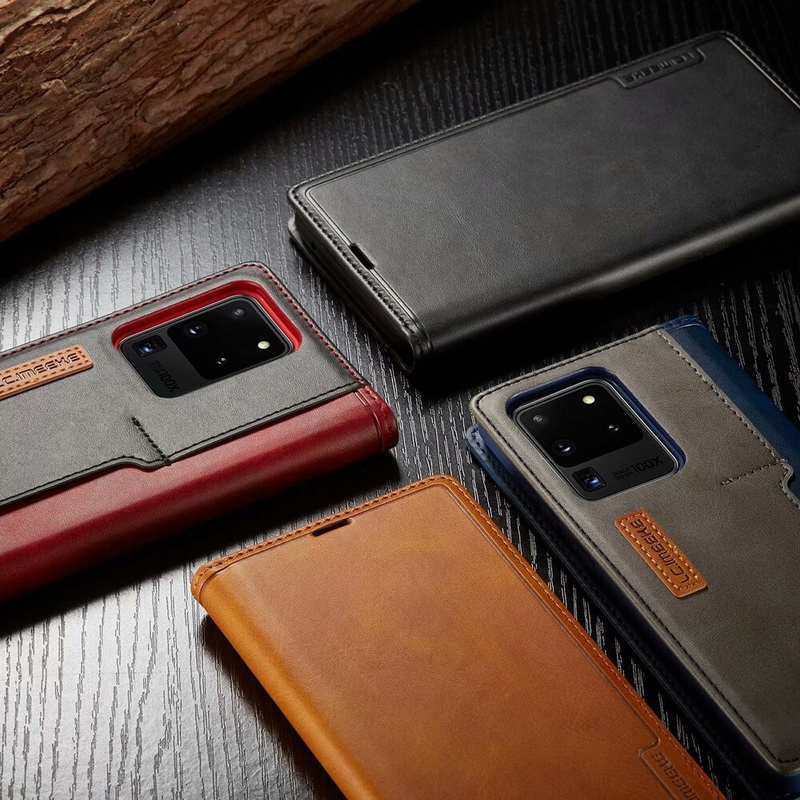 Case Samsung Galaxy S20 Ultra / S20 Ultra 5G #เคสฝาพับหนัง PU สไตล์กระเป๋าสตางค์พร้อมช่องใส่การ์ด Fashion Retro Card Slot Wallet Flip Cover PU Leather Phone Case
