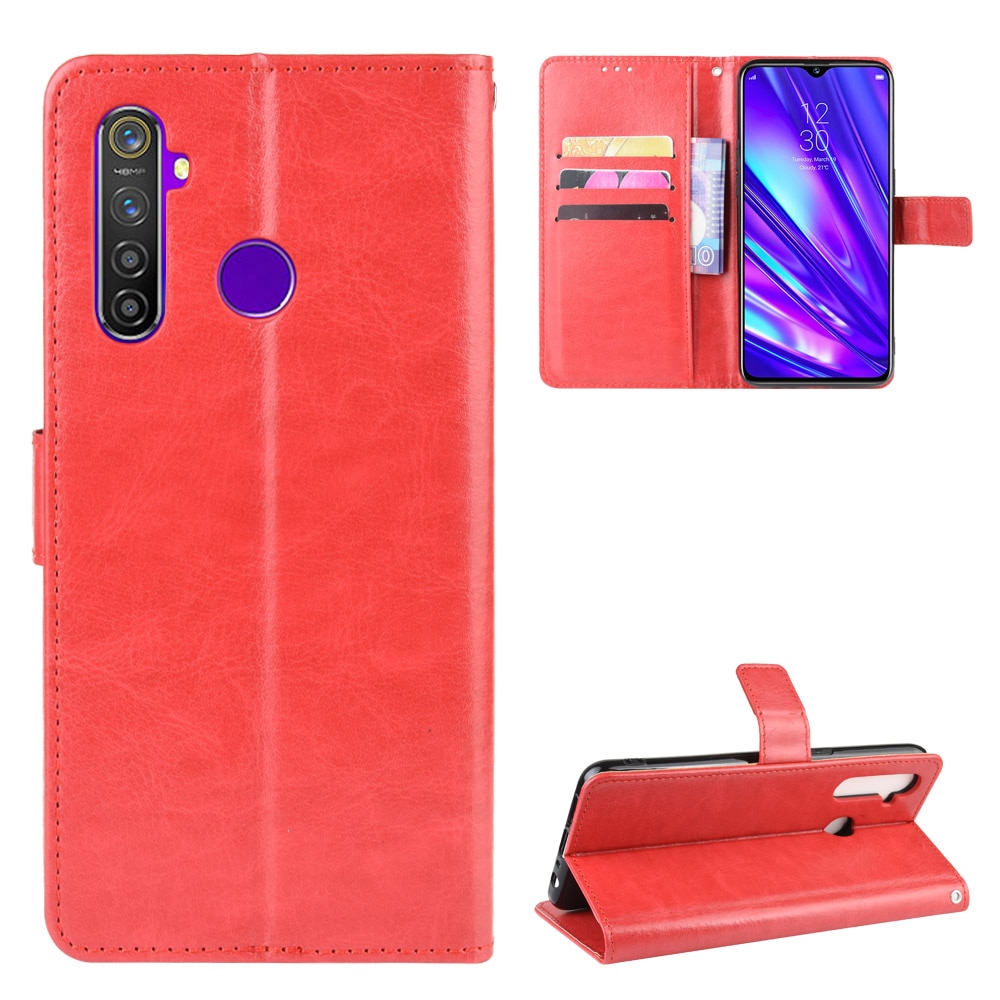 Case Realme 5i/ 5/5s #เคสฝาพับหนัง PU ผิวหนังม้า Crazy Horse Texture Leather Wallet