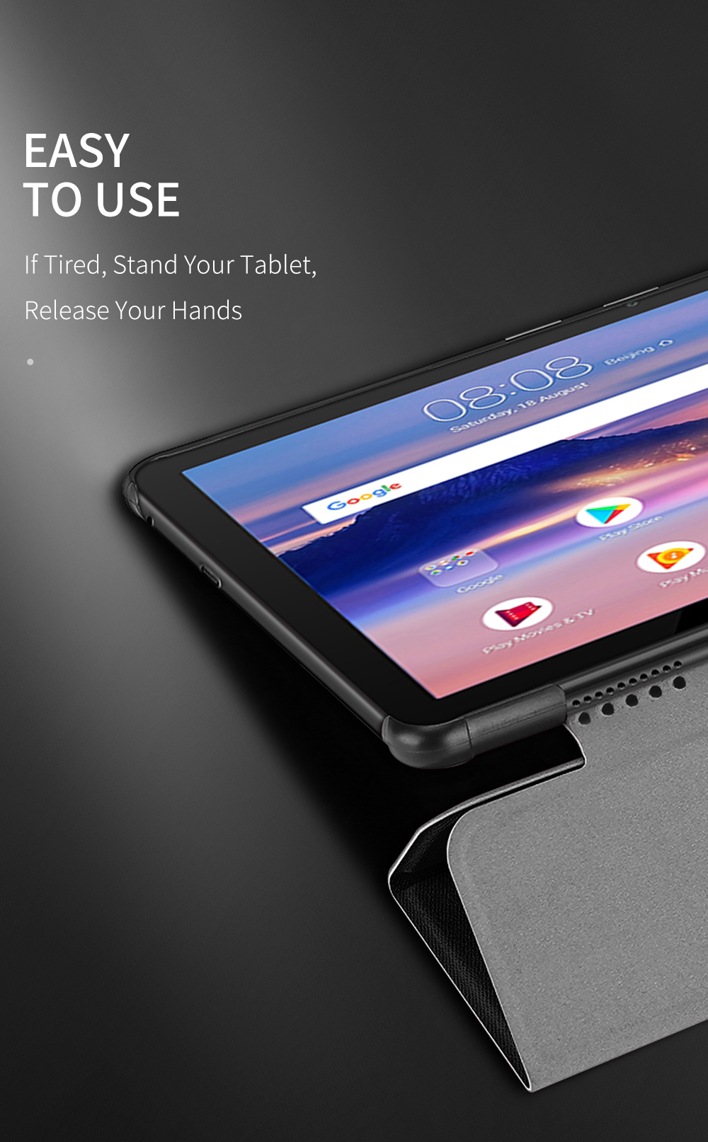 Case Huawei MediaPad T5 10 #เคสแบบฝาพับผิวเนื้อผ้า DUXDUCIS Domo Series Cloth Texture Tri-fold Stand PU Leather Smart Flip Case