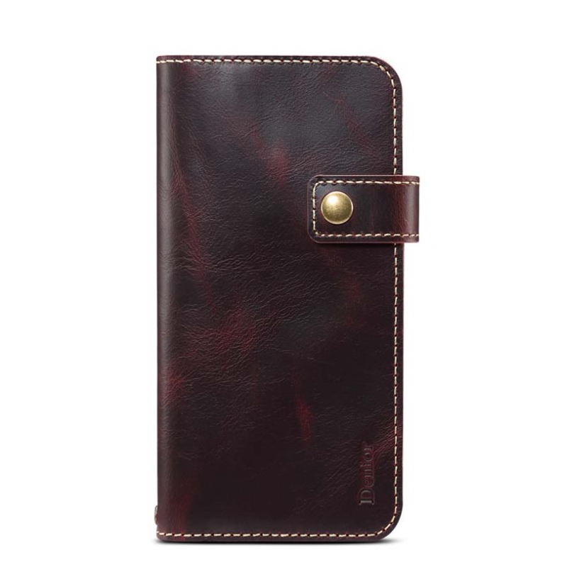 Case iPhone 14#เคสฝาพับหนังแท้พร้อมสายคล้อง Genuine Wallet Leather Phone Cover with Lanyard
