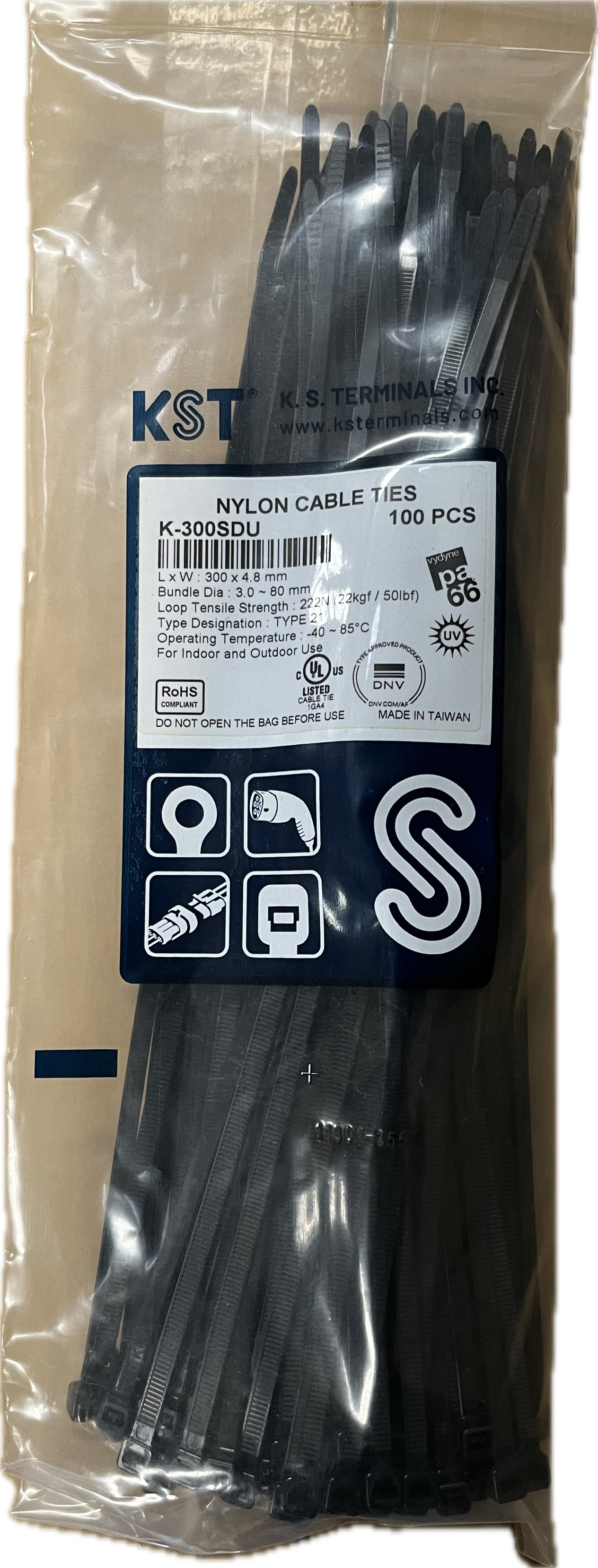 Cable Tie UV เคเบิ้ลไทร์กันแสงยูวี K-300SDU 12นิ้ว