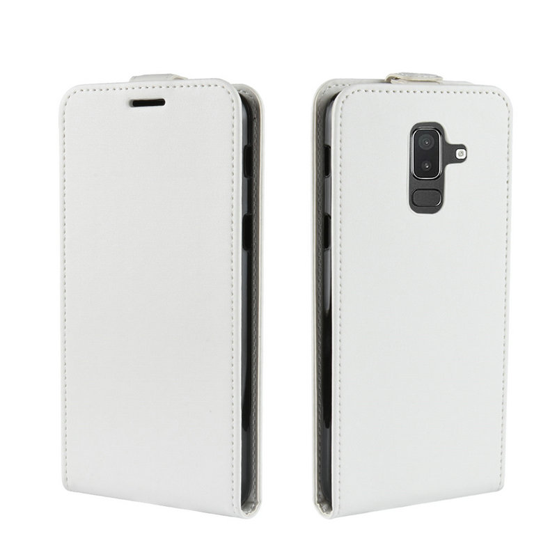 Case Samsung Galaxy J8 (2018) #เคสฝาพับหนัง PU ผิวหนังม้าแนวตั้ง Crazy Horse Vertical Leather