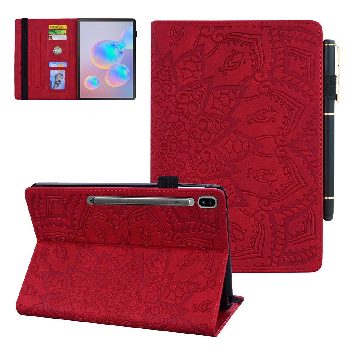 Case Samsung Galaxy Tab S6 SM-T860 SM-T865 #เคสแบบฝาพับหนัง PU พิมพ์ลายนูน Imprinted Pattern Leather Stand Case