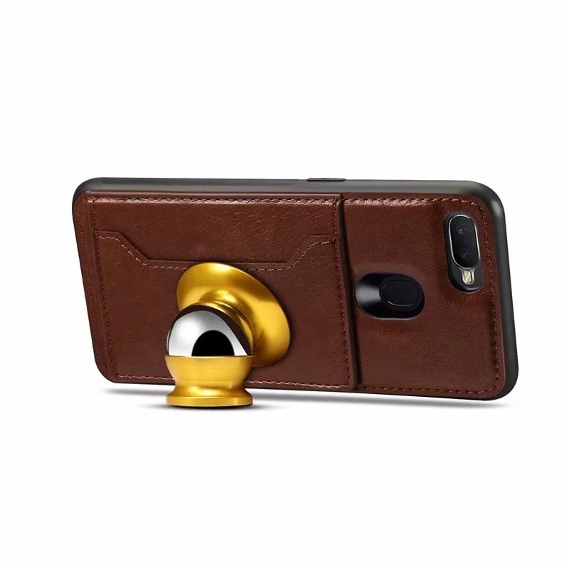 Case Oppo A7 / AX7 / AX5S / A5S #เคสฝาหลัง TPU เคลือบหนัง PU Crazy Horse Leather Coated PC + TPU Hybrid