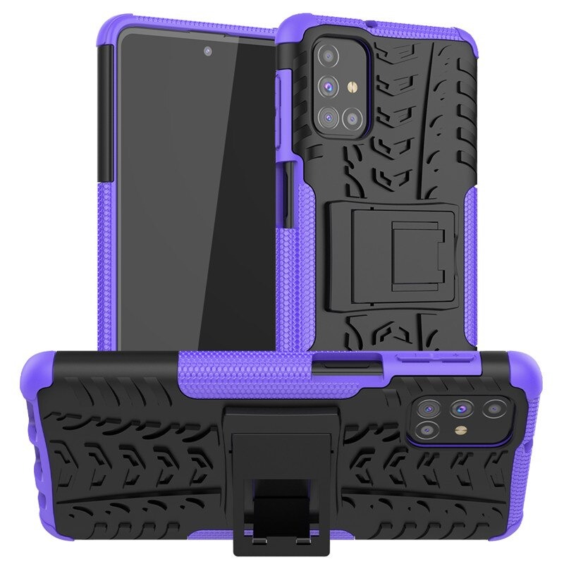 Case Samsung Galaxy M51 #เคสฝาหลังกันลื่น Cool Tyre Pattern Kickstand (PC + TPU)
