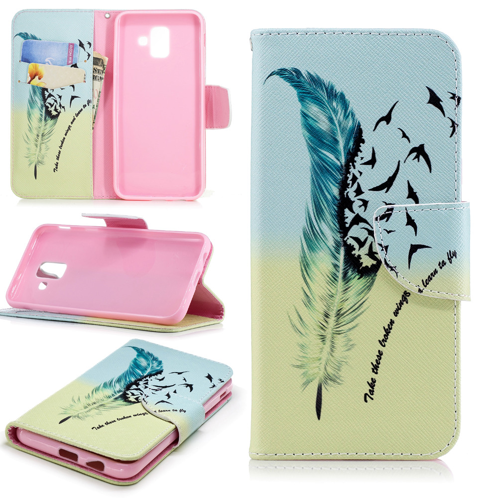 Case Samsung Galaxy A6 (2018) #เคสฝาพับกระเป๋าสตางค์หนัง PU พิมพ์ลายสวยๆ
