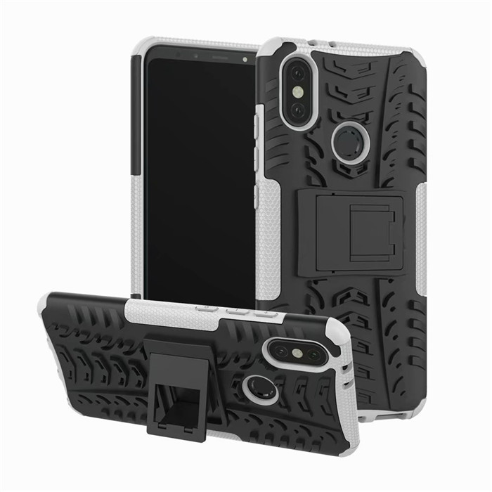 Case Xiaomi Mi A2 Lite #เคสฝาหลังกันลื่น Cool Tyre Pattern Kickstand (PC + TPU)