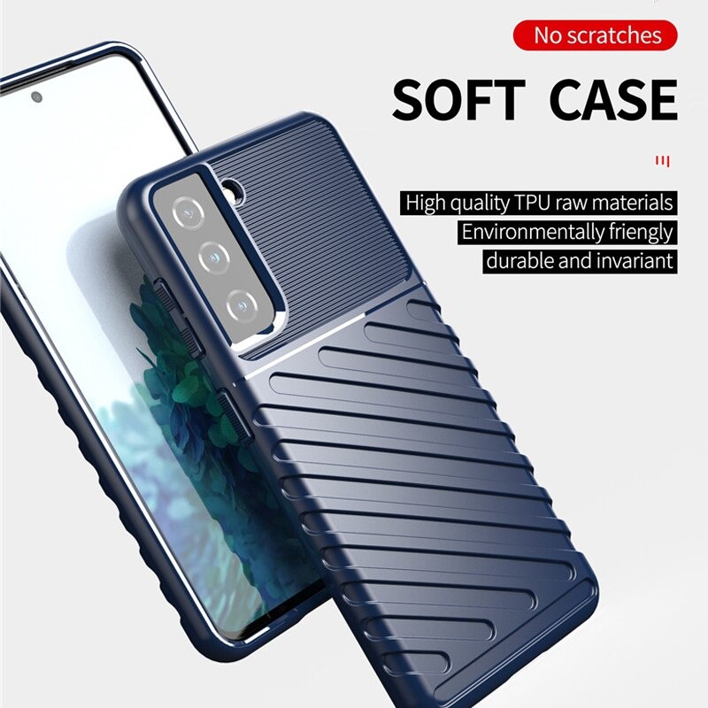 Case Samsung Galaxy S21 FE 5G #เคสฝาหลัง TPU อ่อน Thunder Series Twill Texture Soft TPU