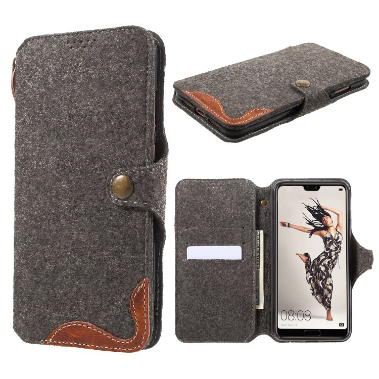 Case Huawei P20 Pro #เคสฝาพับแบบกระเป๋าสตางค์ Felt Leather Wallet เคสคุณภาพดีราคาถูก