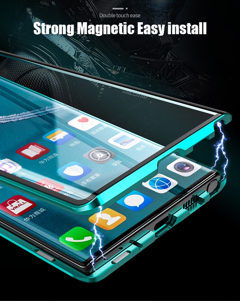 เคส Samsung Galaxy Note 10 #เคสฝาครอบกระจกขอบโลหะดูดซับแม่เหล็ก Fully Protection Magnetic Adsorption Glass Metal Phone Protective