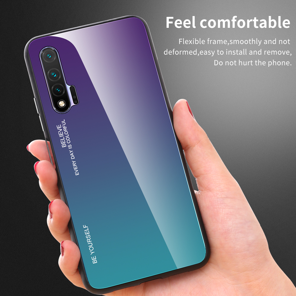 Case Huawei nova 6 #เคสฝาหลัง Gradient Color Glass + PC + TPU Hybrid Case