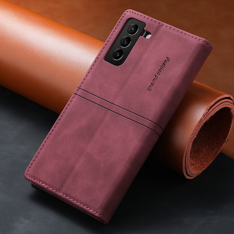 เคส Samsung Galaxy S21 FE 5G #เคสฝาพับหนัง PU แบบกระเป๋าสตางค์ Retro Matte Leather Wallet