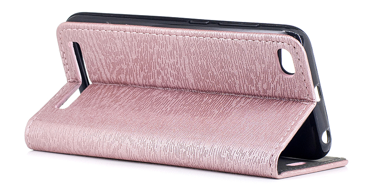 เคส Xiaomi Redmi 5A #เคสฝาพับหนัง PU พื้นผิวไม้ปิดแม่เหล็ก