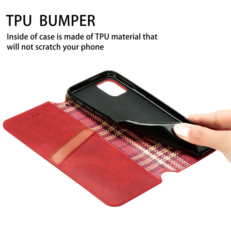 Case OPPO Reno 4 4G #เคสฝาพับแบบกระเป๋าสตางค์ Magnetic Flip Wallet Bracket Leather Lattice TPU Phone Case