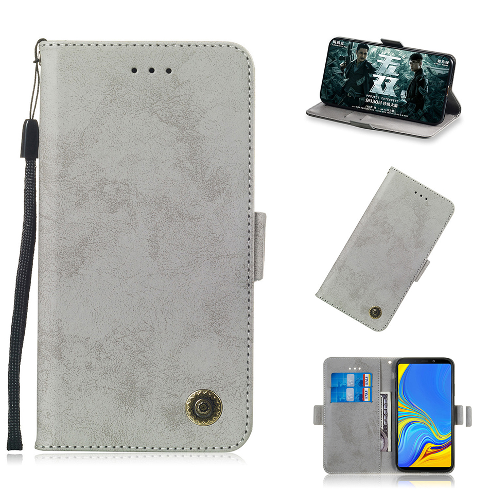 เคส Samsung Galaxy J4+ #เคสฝาพับแบบกระเป๋าสตางค์ Retro Style PU Leather Wallet
