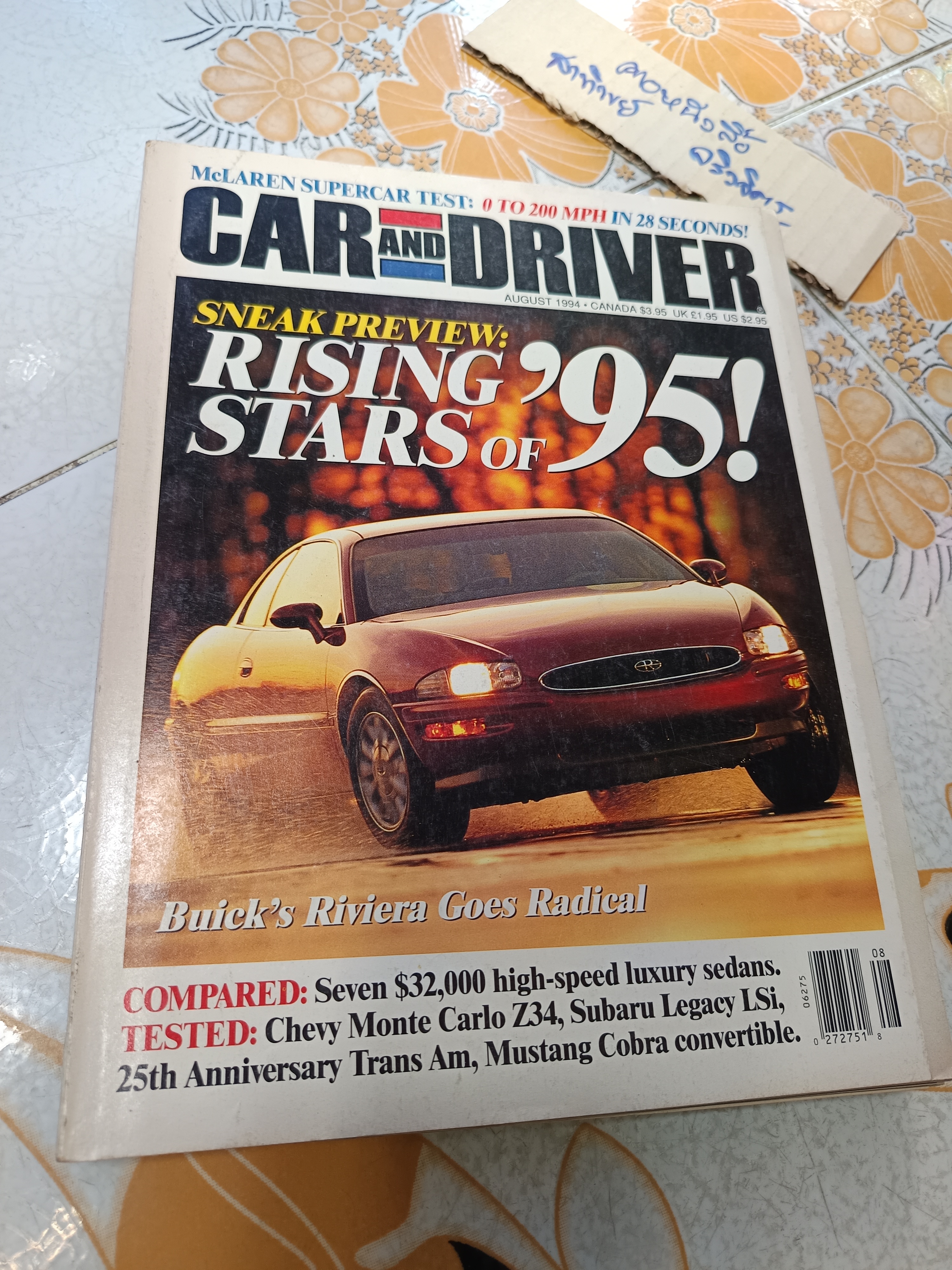 นิตยสาร car and driver ฉบับภาษาอังกฤษ / August 1994 **สินค้าหมด**