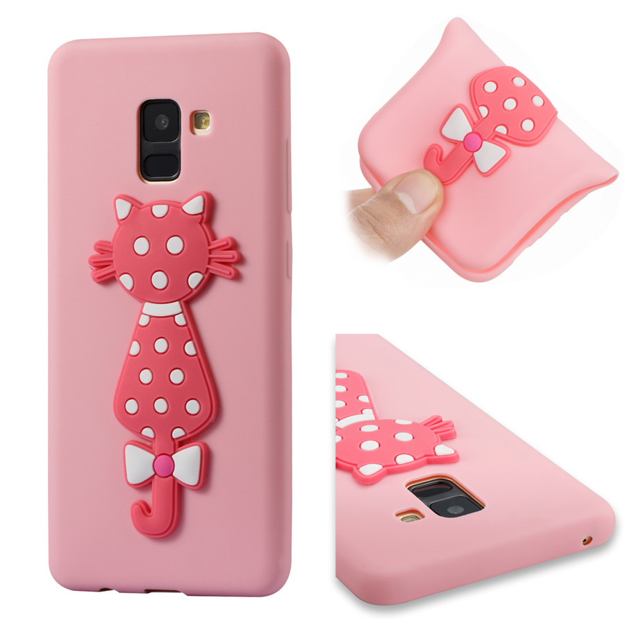 Case Samsung Galaxy A8 (2018) #เคสฝาหลัง TPU นิ่มรูปแมว 3D น่ารักๆ